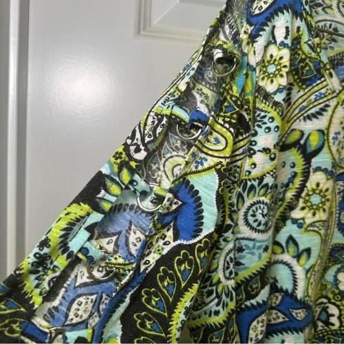 Top manga recortada estampado cachemir verde/azul diosa talla 2X - Imagen 5 de 8