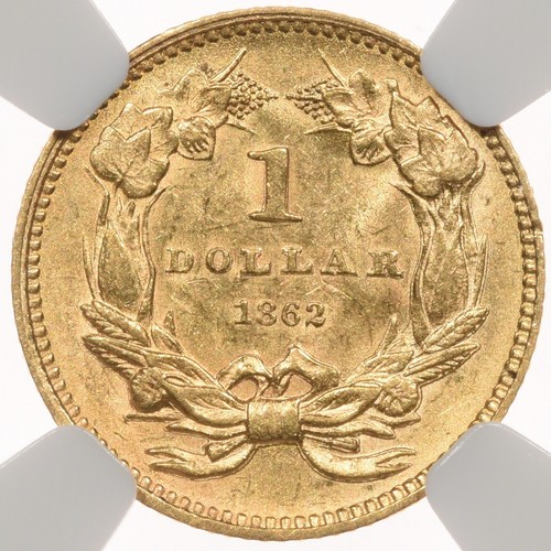 1862 $1 NGC MS61 One Dollar Gold Indian Princess Civil War Date - Picture 3 of 3