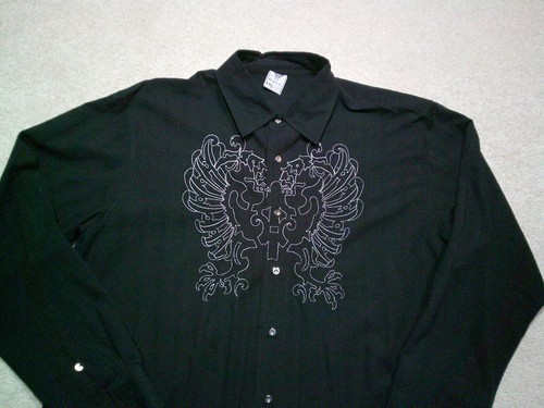 Vintage Avirex Button Up Shirt Mens 2XL Black Fits Like XL Embroidered - Picture 3 of 9