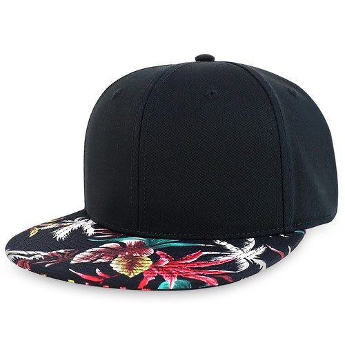 Hawaiian Hibiscus Floral Print Flat Bill Snapback Oversized 2XL Cap - Picture 7 of 9