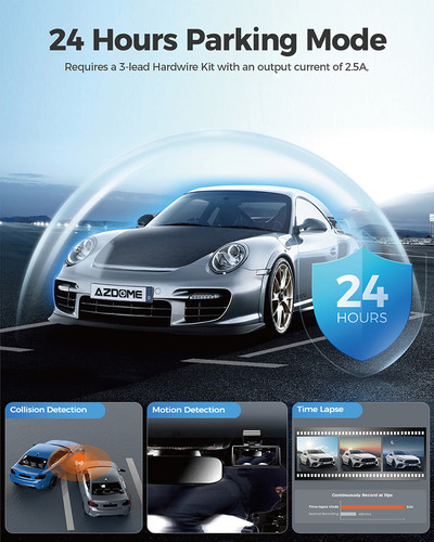 AZDOME 5K Dual Dash Cam 4K+1080P 64GB Karte 5GHz WiFi GPS Parkmodus Autokamera - Bild 6 von 11