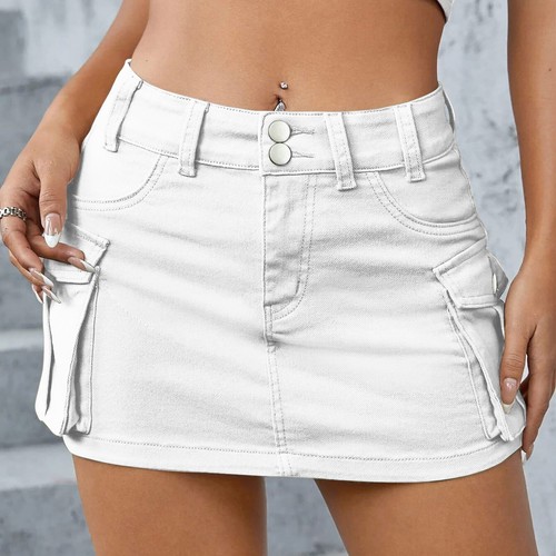 Women Denim Skirt Mini Pencil Jean Skirts Stretch Casual Bodycon Mini Skirts US - Bild 4 von 33
