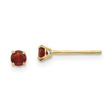14k Yellow Gold Childrens Round Garnet 3mm Post Earrings