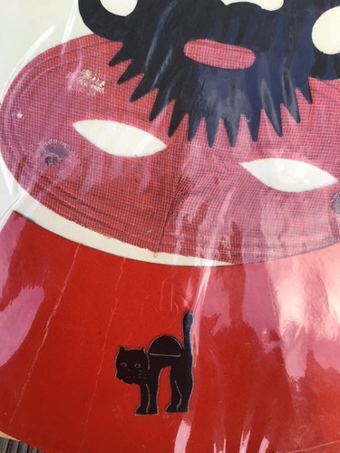 Máscaras de papel vintage de Halloween libro de chatarra gato negro rosa - Imagen 2 de 3