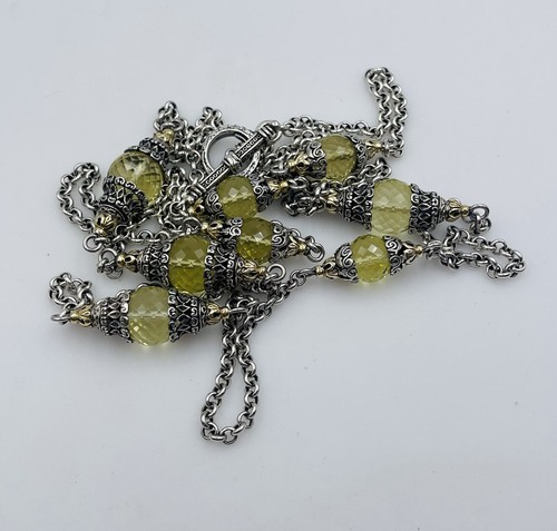 Konstantino Sterling Silver & 18k Gold Station Chain Long Toggle Necklace 44” - Picture 6 of 9