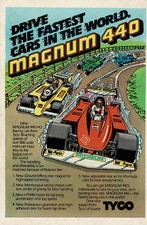 1980s Vintage Tyco Model Race Car Auto Racing Track Art Print Ad