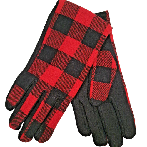 Time & Tru Damen Winterhandschuhe rot kariert Wollmischung Größe L/XL neu mit Etikett - Bild 1 von 10