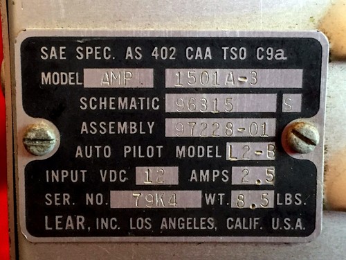 LEAR L2-B AUTOPILOT AMPLIFIER MODEL 1501A-3 ASSEMBLY 97228-01 VINTAGE - Picture 2 of 7