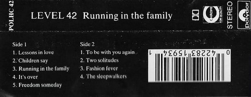 LEVEL 42 RUNNING IN THE FAMILY CASSETTE ALBUM 9TRACK extra track stated POLHC42 - Picture 4 of 12