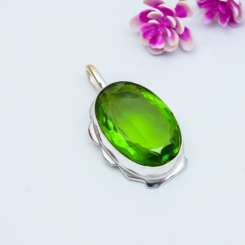 Peridot Gemstone Handmade 925 Sterling Silver Birthday Oval Cut Jewelry Pendant - Picture 2 of 5