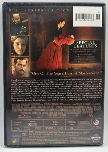 The Illusionist DVD Full Screen Paul Giamatti Jessica Biel Edward Norton 2006 - Picture 2 of 3
