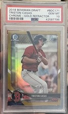 PSA 10 TRISTON CASAS 2018 Bowman Chrome GOLD Refractor RC Rookie 33/50 Red Sox