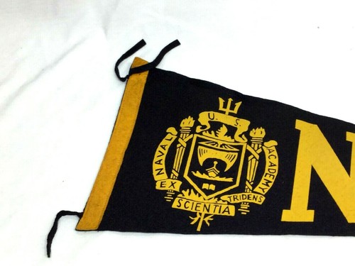 Vintage 1950s US Navy Annapolis University Pennant 11x29 Midshipmen FREESHIP - Picture 2 of 4