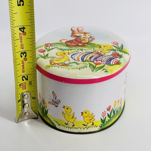 VINTAGE DAHER ENGLAND OSTERN HASE KANINCHEN BABY KÜKEN OVALE METALLFANGDOSE - Bild 10 von 12