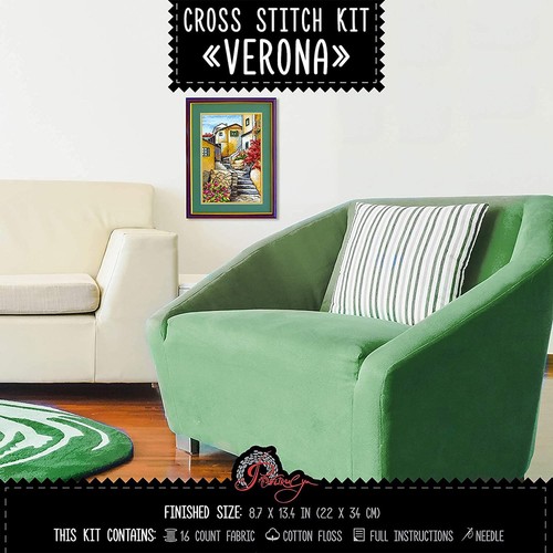 Cross Stitch Kit Verona Italy Landscape Embroidery Kit Counted Pattern - Picture 7 of 10