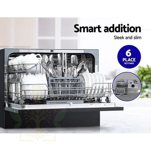 Devanti 6 Place Settings Benchtop Dishwasher Black - Picture 4 of 8