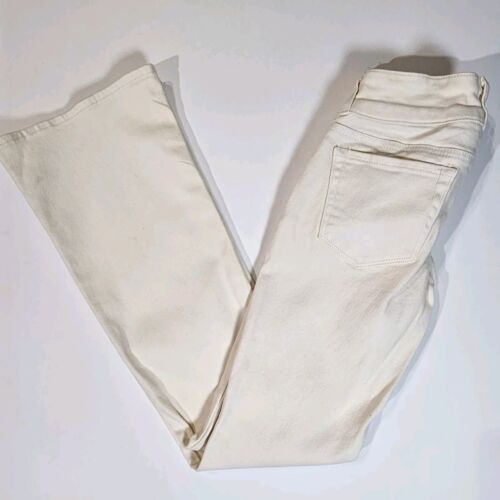 PacSun Jeans Womens 14 Waist White Denim Button Fly Low Rise Flare Y2K Retro - Picture 2 of 12