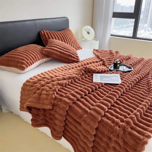 Breite gestreifte Multifunktionsdecke, gerippter Strickstil kann als Bett verwendet werden sh - Bild 10 von 57