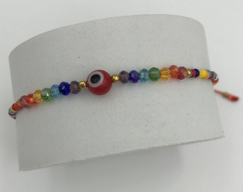 Evil Eye Bracelet Beads Mens Womens Adjustable~ Handmade~Pulsera ojo Turco - Picture 8 of 9