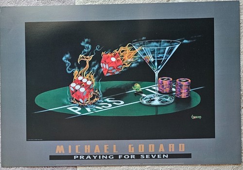 Michael Godard Praying for seven gambling dice olive gamble las vegas art poster - Picture 2 of 6