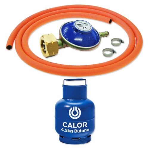 GAS BARBECUE BOTTLE REGULATOR 2m ORANGE FLEXIBLE HOSE 21mm SCREW ON 30mbar BBQ - Picture 19 of 24