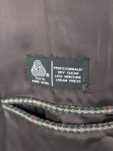 VINTAGE Alexander Shields Wool Sport Coat Blazer Mens 44R Brown Wooden Button - Picture 6 of 14