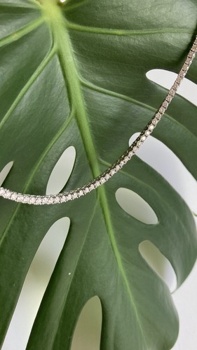 New 16" Moissanite Tennis Necklace Solid Sterling 925 Silver 9.5ct 2.8mm Wide - Picture 17 of 24