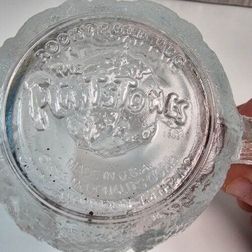 Official Flintstones Glass Cup Mug 1993 McDonalds Rocky Road Made In USA - Picture 11 of 12