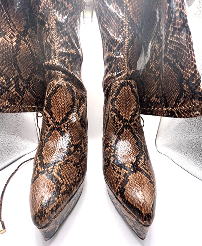 Women's ShoeDazzle Over The Knee Snake Print Platform Boot Size 8.5 NIB - Picture 3 of 17
