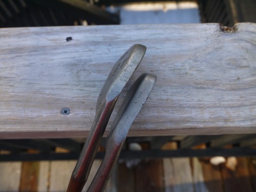 Paar antike Hickory Schaft Monel Metall Mashies - Bild 19 von 20