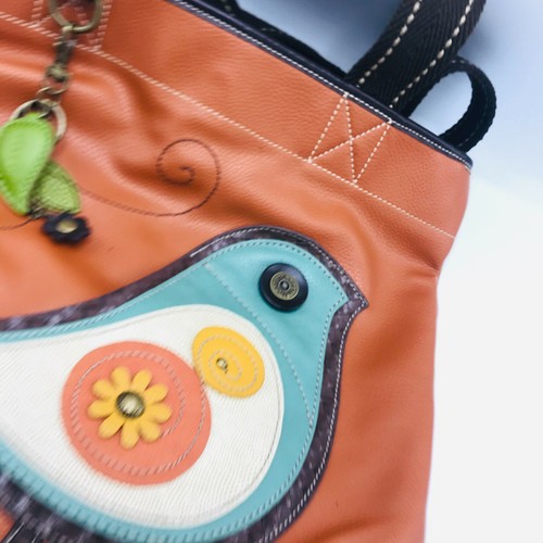 Chala Bird Tweet Handtasche Handtasche Alltagstasche Reißverschlusstaschen Burnt Orange Teal - Bild 6 von 12