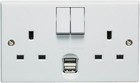 VOLEX ACCESSORIES - 2 Gang Switched Socket with 2x USB Charging Ports