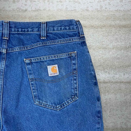 Vintage Carhartt Jeans 36x30 Relaxed Medium Wash Work Wear Denim White Logo 90s - Picture 3 of 5