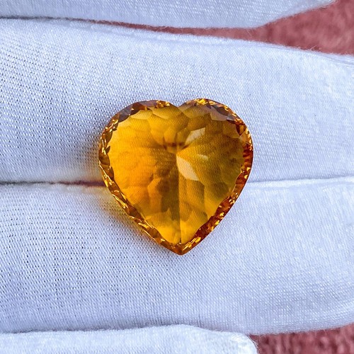 Heart Concave Cut Natural Citrine 10.50 Ct. Loose Gemstone For Making Jewelry - Picture 4 of 4