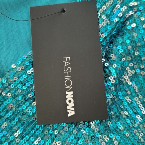 Fashion Nova Evening Sequin Long Sleeve Bodycon Mini Dress V Neck open back sz M - Picture 19 of 21