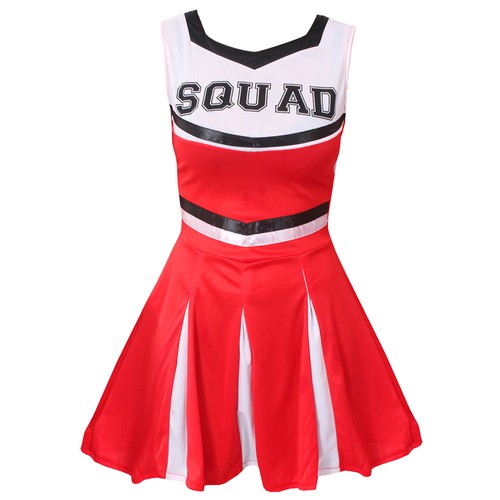 ADULT CHEERLEADER COSTUME CHEER LEADER OUTFIT SQUAD FANCY DRESS HIGH SCHOOL - Picture 8 of 12