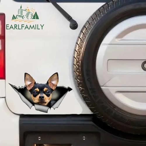 EARLFAMILY 5.1" Black and Tan Chihuahua Car Stickers Dog Waterproof Decals decor - Picture 2 of 6