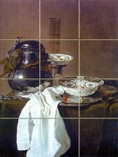 Tile Mural Still Life Old Masters Art Kitchen Wall Backsplash Marble Ceramic