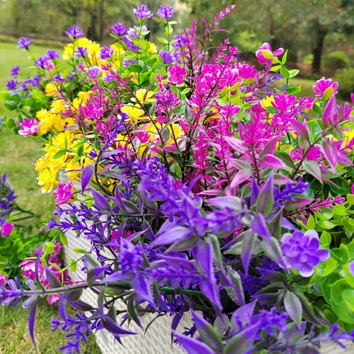 20 Bundles Artificial Flowers Outdoor UV Resistant No Fade Fake Plants Faux P... - Picture 3 of 7