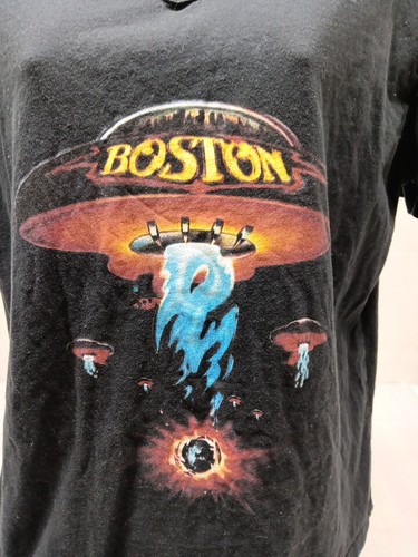 BOSTON DON'T LOOK BACK WOMENS XL BLACK SHORT SLEEVE T-SHIRT VTG by HICLOL - Picture 3 of 11