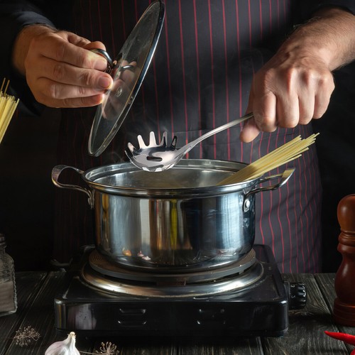 Cuchara de espagueti servir cocina ensalada pasta servidor tenedor acero inoxidable - Imagen 8 de 12