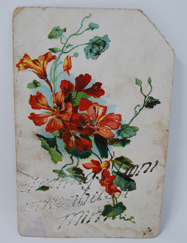 Tarjeta de cumpleaños floral vintage de 1915 Sajonia Alemania United Art Publishing - Imagen 3 de 5