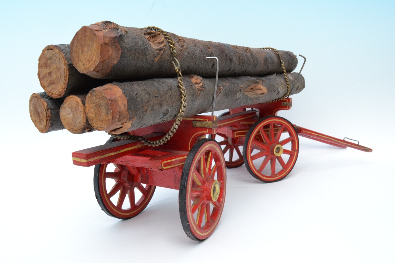 Vintage Hand Made Wooden Model Horse Log Cart Logging Waggon approx 1