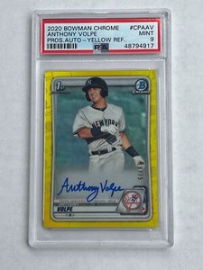 2020 Bowman Chrome Anthony Volpe Yellow Refractor Auto 19/75 RC PSA 9