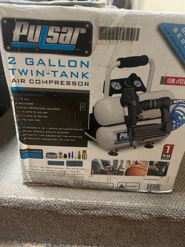 Open Box Pulsar PCE6020TKN 2 Gallonen Doppeltank Luftkompressor (QUI000765)