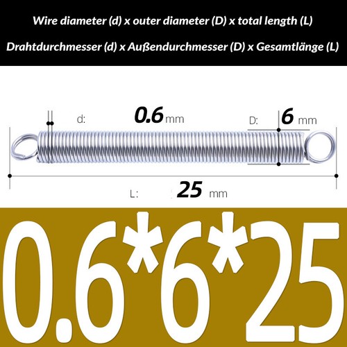 0.6mm Expansion Spring Extension Expanding Springs A2 Stainless Steel L=15-300mm - Picture 18 of 60
