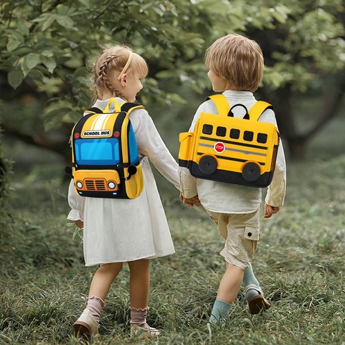 Preschool Backpack for Boys and Girls 3D Cartoon Design Medium Yellow - Picture 2 of 9
