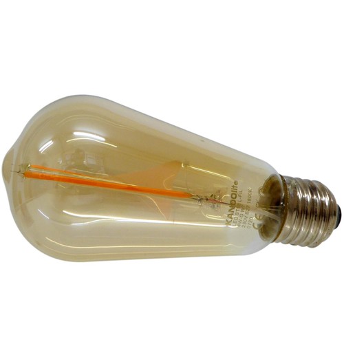 2 x Dimmable LED Filament Light Bulb ST58 Vintage Amber Warm White E27 Screw In - Picture 5 of 7