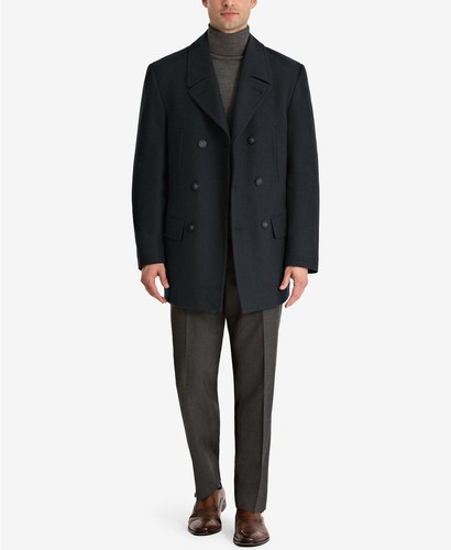 New RALPH LAUREN Wool Blend Naval/Military Pea Coat Quilted Lining Navy Blue - Picture 2 of 5
