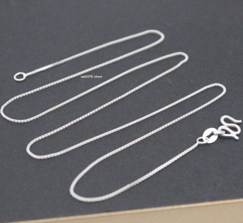 Pure 990 Fine Silver Chain For Women Thin 0.8mm Box Necklace Link 18inch /2-3g - Picture 4 of 6